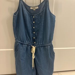 The Loft Chambray Pintucked Strappy Romper size small - NEW